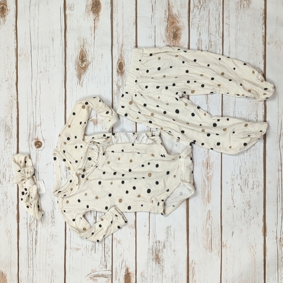 Posh Peanut Cream Polka Dot Set 0-3M - Picture 1 of 6
